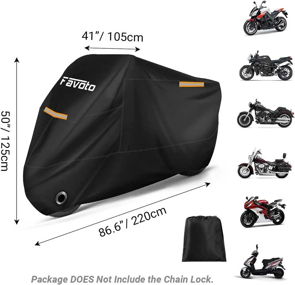 Favoto motociklo uždangalas iš 210T Oxford, vandeniui atsparus, 225x105x125 cm, FT0308_EU