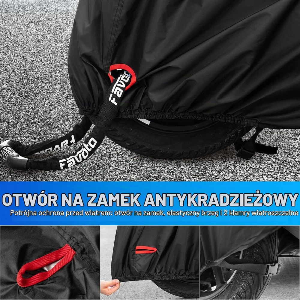 Favoto vandeniui atsparus motociklo uždangalas 210D Oxford 245 x 105 x 160 cm FT0456_EU