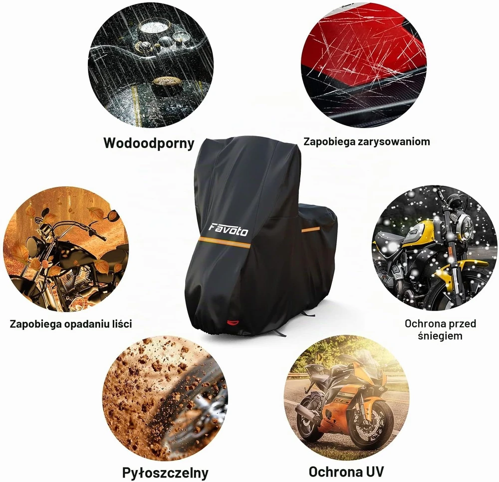 Favoto vandeniui atsparus motociklo uždangalas 210D Oxford 245 x 105 x 160 cm FT0456_EU