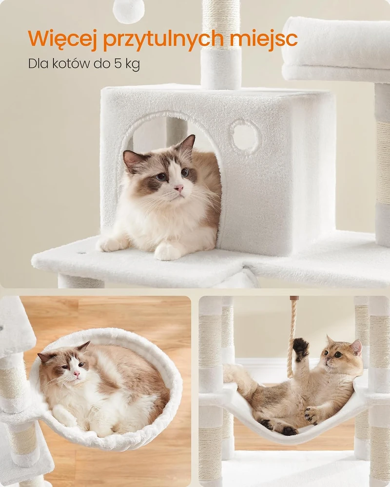 Feandrea daugiaaukštė draskyklė katėms, 168 cm, 5 lygių, su sizalio virve