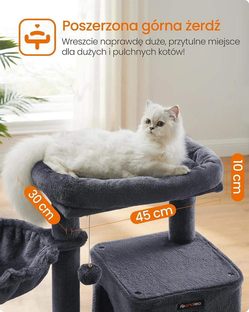 Feandrea Draskyklė su draskymo lenta 96 cm dūmų pilka