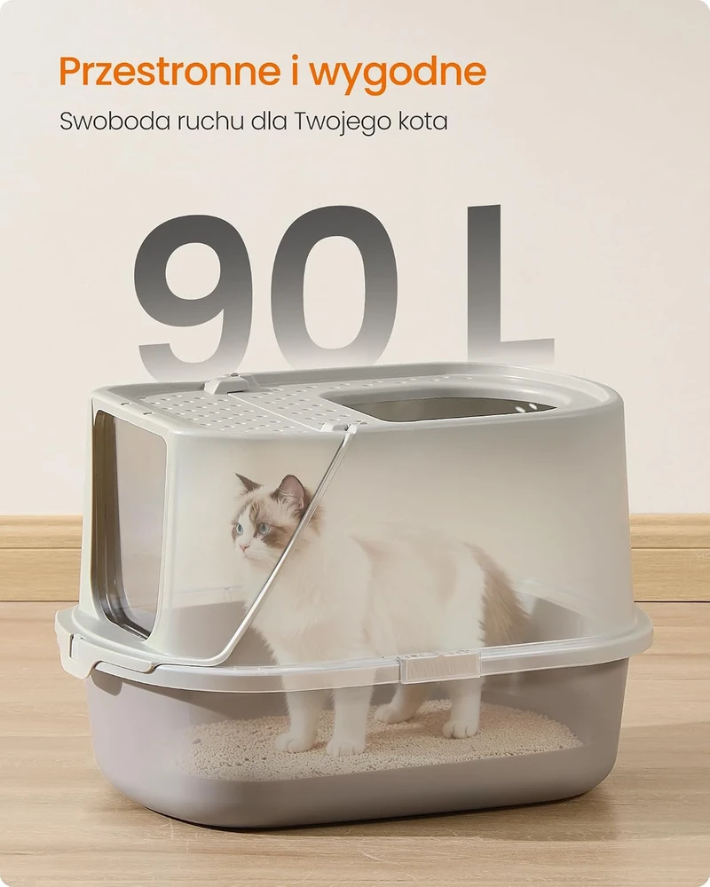 Feandrea XXL uždara kačių kraiko dėžė su viršutiniu išėjimu 57 × 43,6 × 38,2 cm PPT011LH01