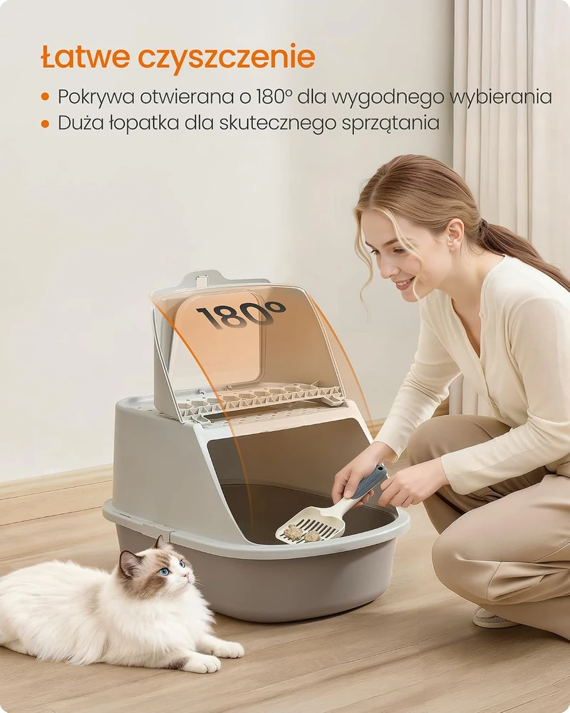 Feandrea XXL uždara kačių kraiko dėžė su viršutiniu išėjimu 57 × 43,6 × 38,2 cm PPT011LH01