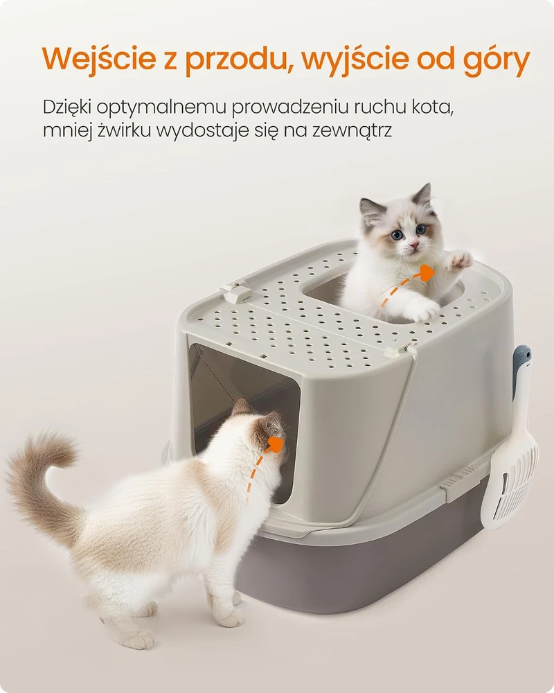 Feandrea XXL uždara kačių kraiko dėžė su viršutiniu išėjimu 57 × 43,6 × 38,2 cm PPT011LH01