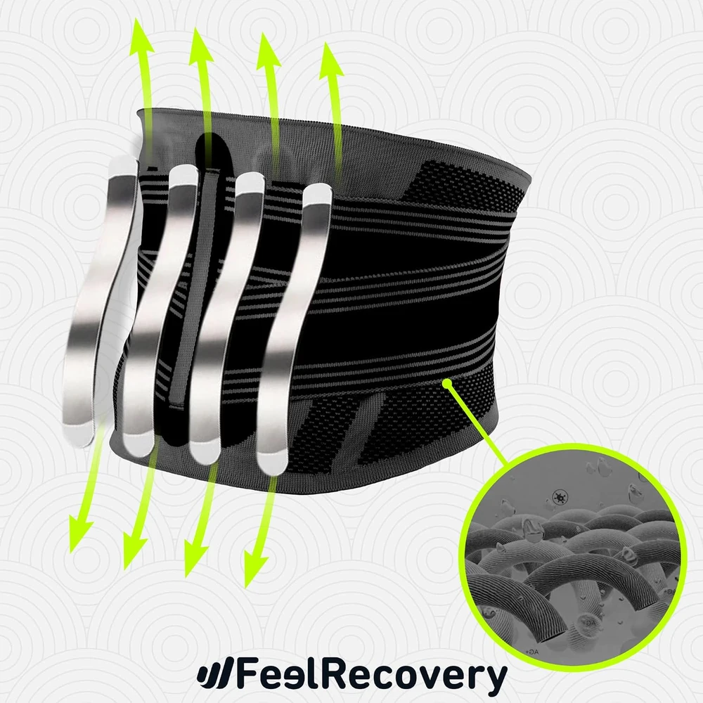 Feel Recovery juosmens-kryžmens ortopedinis stabilizatorius su dvigubu lipniu užsegimu, Bordo