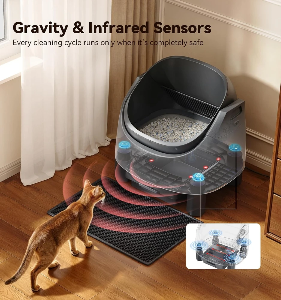FEELNEEDY automatinė savaime išsivalanti kačių kraiko dėžė su programėle, 1–15 kg, 4075B
