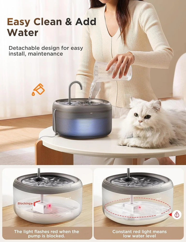 FEELNEEDY geriamojo vandens fontanas katėms 3,2 l, 2 srautai, itin tylus FN-W06-Juodas