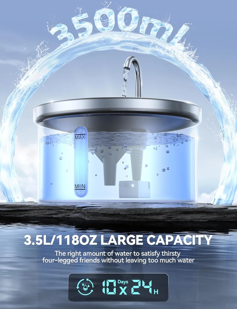 FEELNEEDY kačių geriamojo vandens fontanas iš nerūdijančiojo plieno, 3,5 l, FN-W08