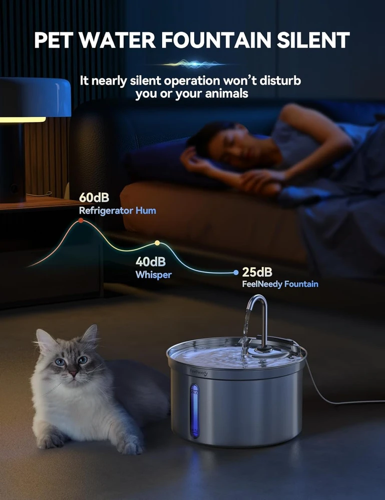 FEELNEEDY kačių geriamojo vandens fontanas iš nerūdijančiojo plieno, 3,5 l, FN-W08