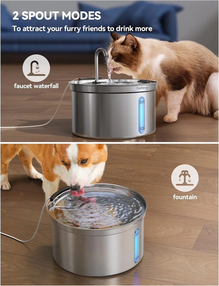 FEELNEEDY kačių geriamojo vandens fontanas iš nerūdijančiojo plieno, 3,5 l, FN-W08