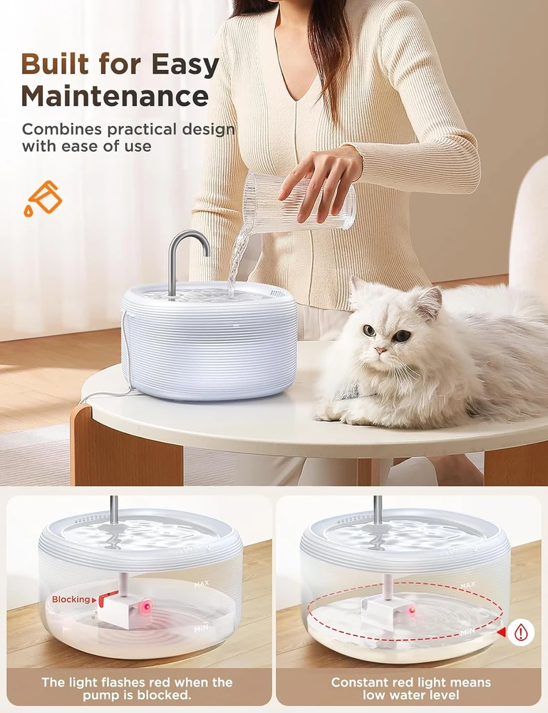 FEELNEEDY kačių vandens fontanas 3,2 l su 4 pakopų filtravimu FN-W06-Baltas