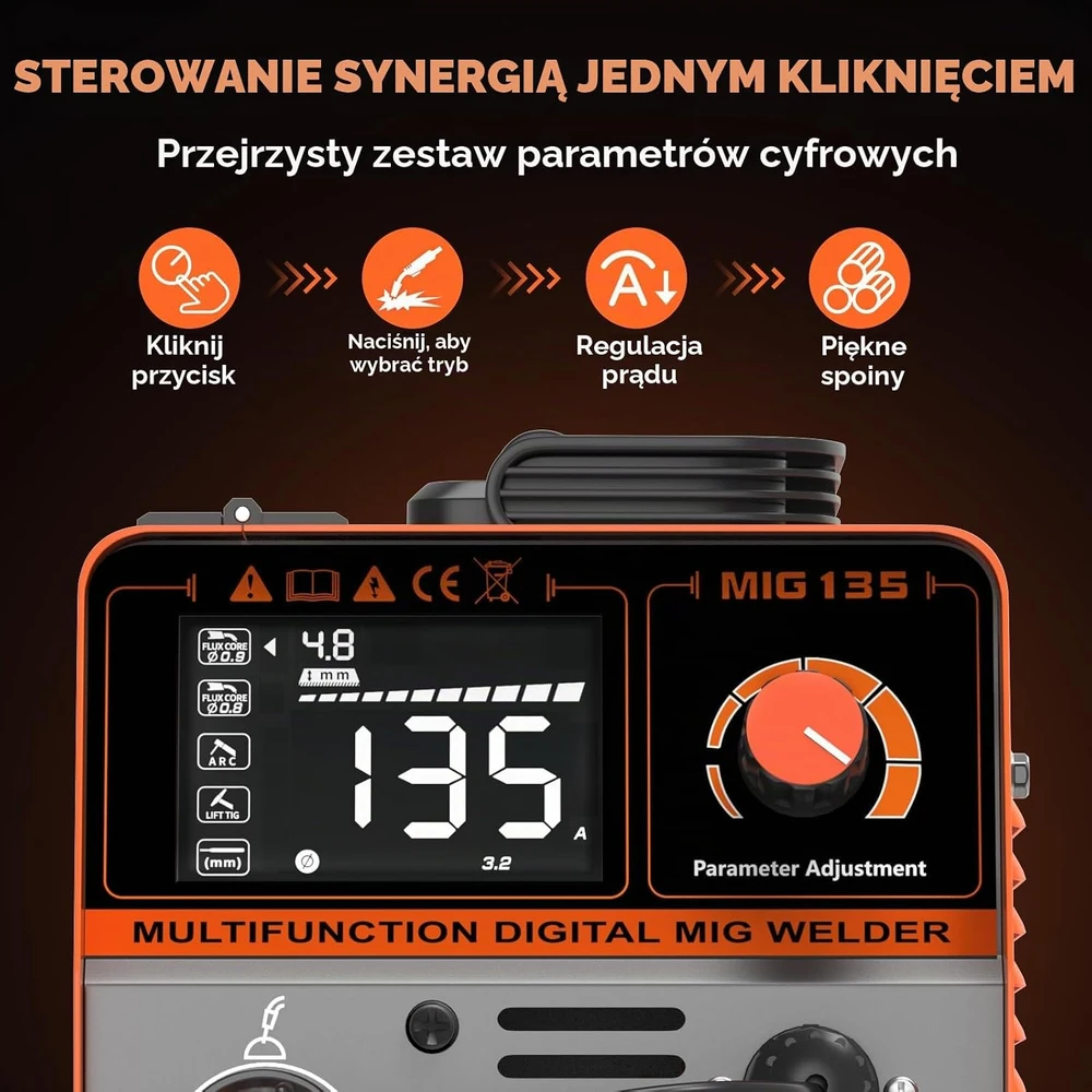 FEIFANKE MIG135 inverterinis suvirinimo aparatas MIG/ARC/Lift TIG, 135 A, 4000 W, MIG135-230V