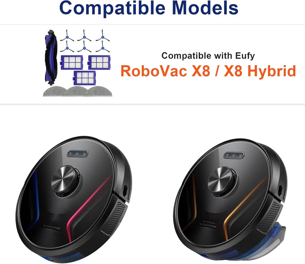 Feilifan roboto dulkių siurblio priedų rinkinys Eufy RoboVac X8/X8 Hybrid/X8 Pro A-EF-SE