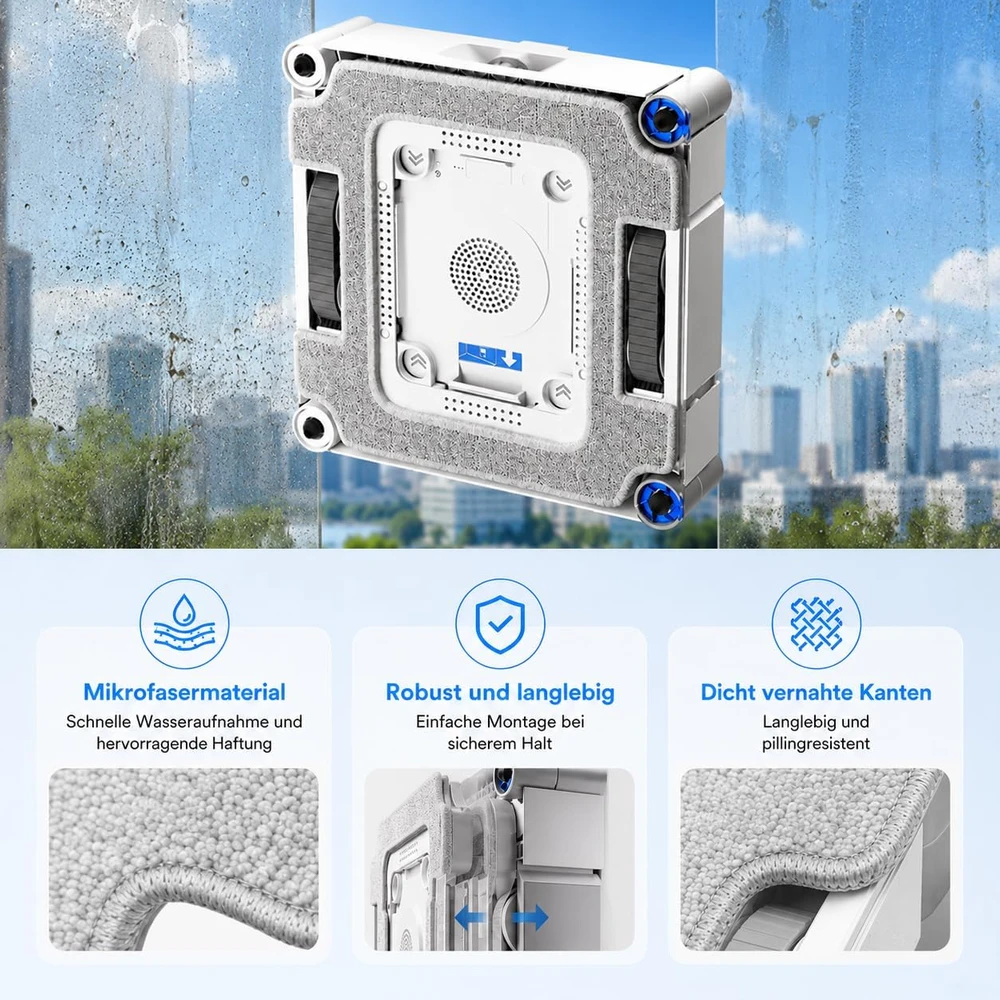 Fenkabs mikropluošto valymo šluostės su laikikliais, skirtos Ecovacs Winbot W3 Omni, 3 vnt.