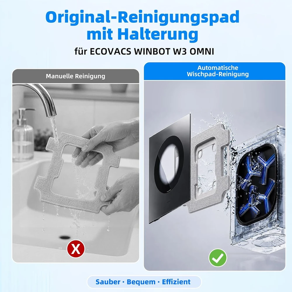 Fenkabs mikropluošto valymo šluostės su laikikliais, skirtos Ecovacs Winbot W3 Omni, 3 vnt.