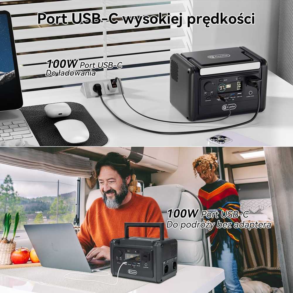 Ff Flashfish Flashfish nešiojama energijos stotis 300 W 230 Wh LiFePO4 akumuliatorius, 100 W USB-C PD, TELLUS-T300Pro