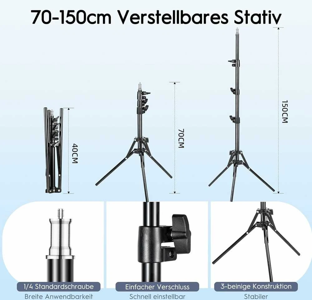 FGen LED softbox apšvietimo rinkinys 40x40 cm, 85 W su stovu 150 cm