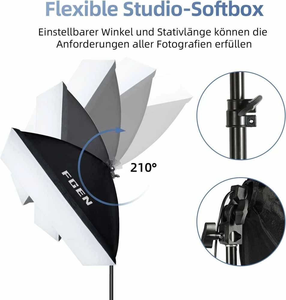 FGen LED studijinis softbox apšvietimo rinkinys, 2x 50x70 cm, 85 W, 2700–6400 K
