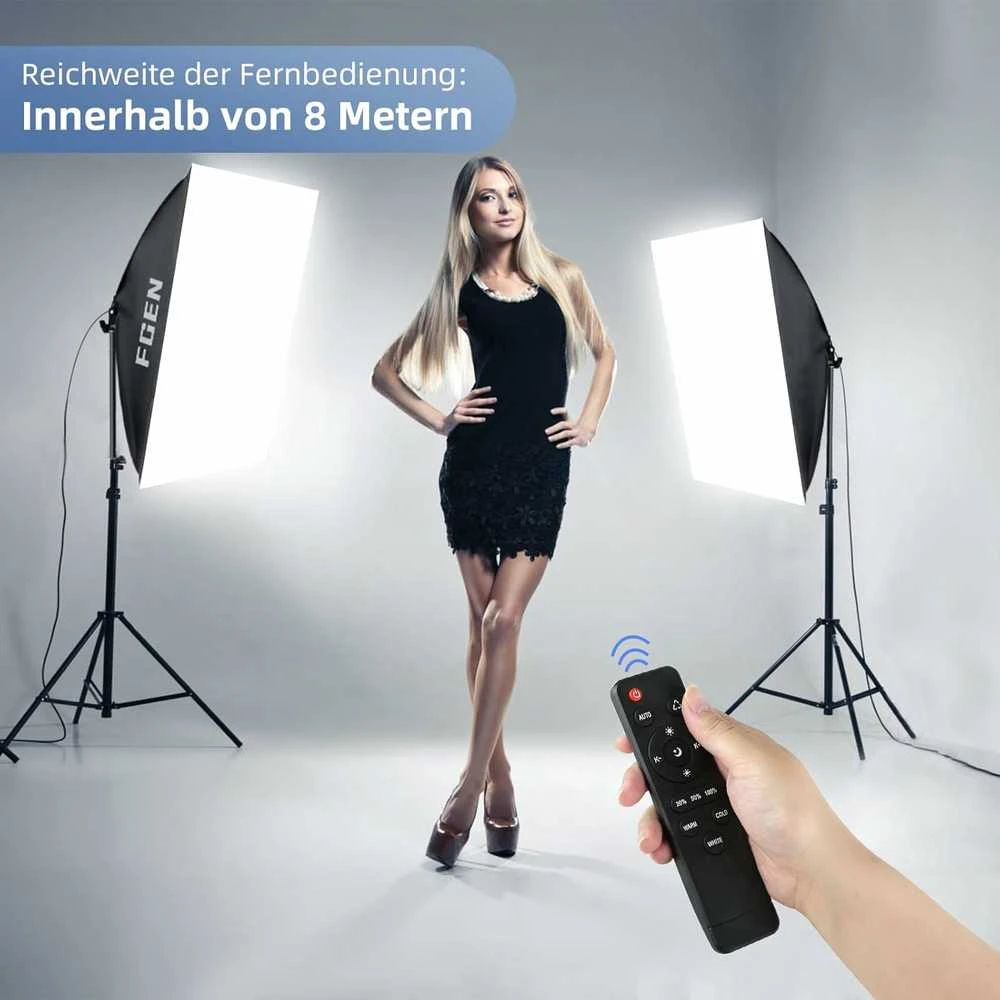 FGen LED studijinis softbox apšvietimo rinkinys, 2x 50x70 cm, 85 W, 2700–6400 K