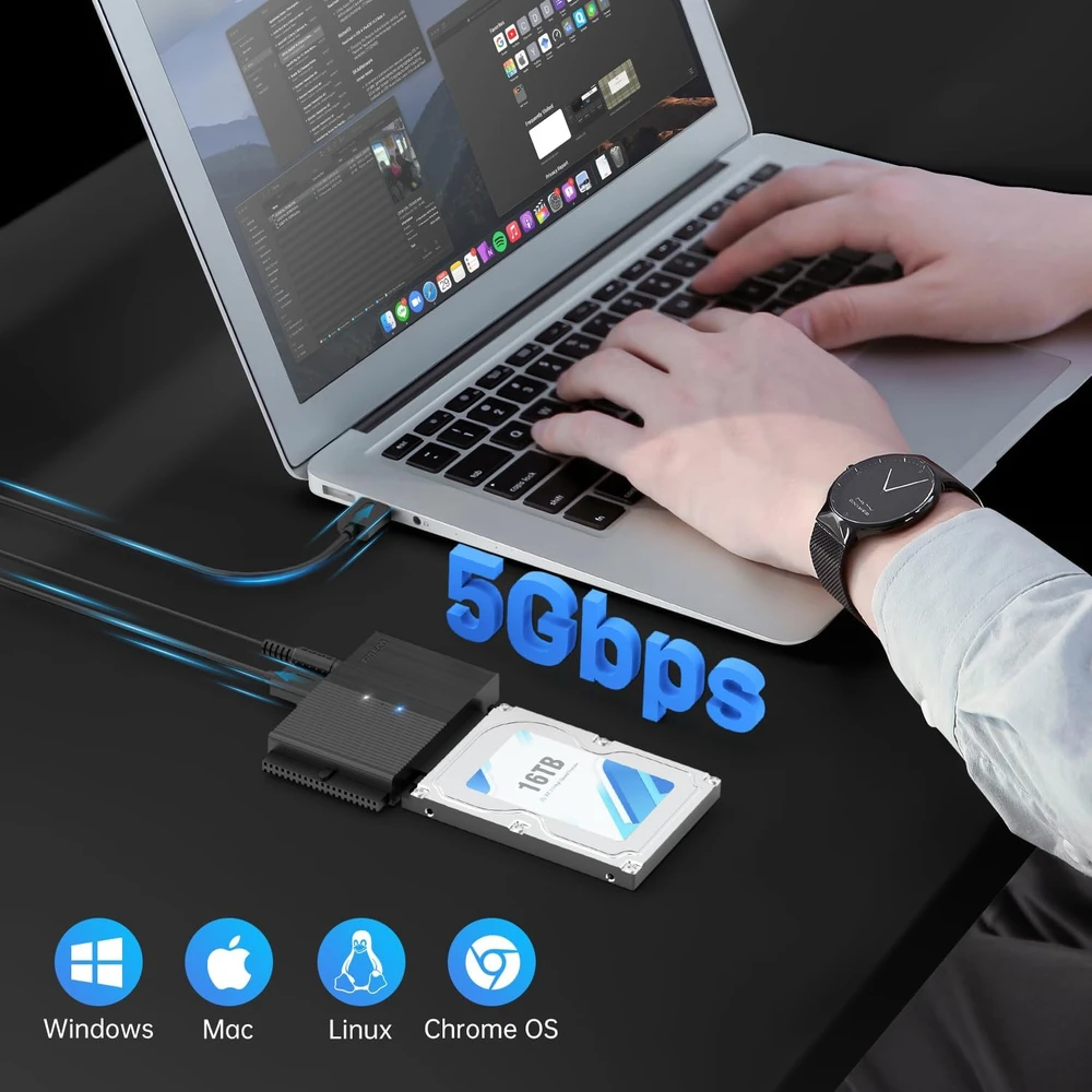 FIDECO HDD/SSD diskų adapteris USB 3.0 SATA ir IDE, 5 Gb/s, iki 16 TB, PL319