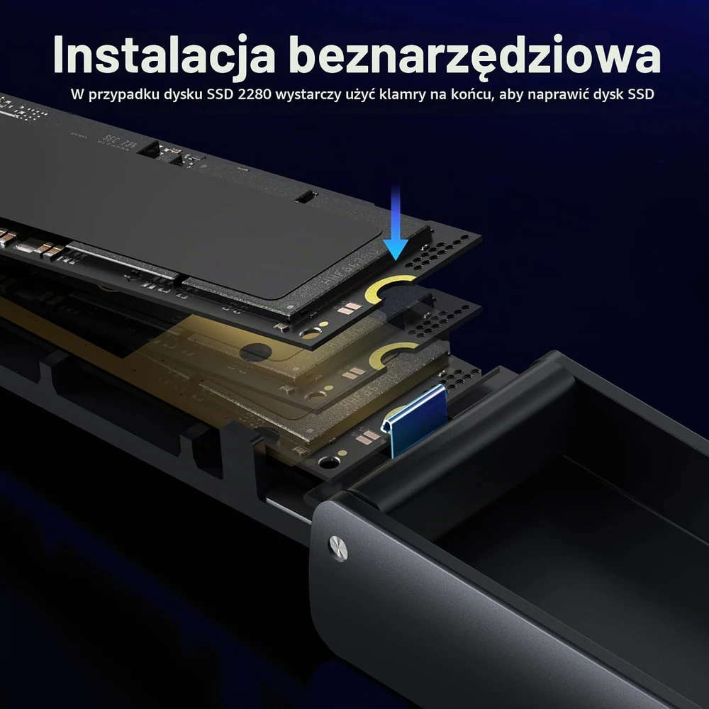 FIDECO M.2 NVMe SSD dėklas su USB 3.2 Gen 2, 10 Gb/s, be įrankių, M211CP