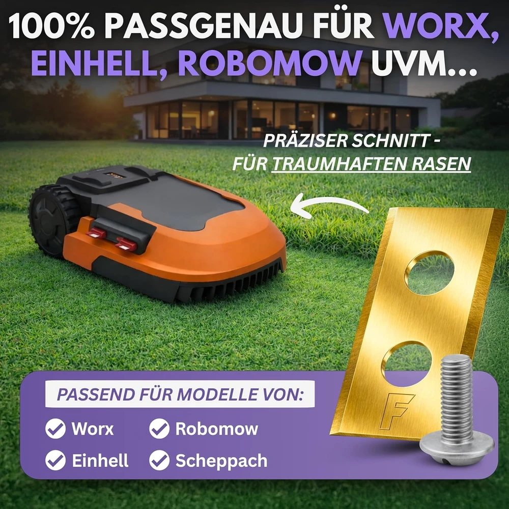 Filzada vejapjovių robotų titano peiliukai Worx Landroid, Einhell, rinkinys su 45 varžtais