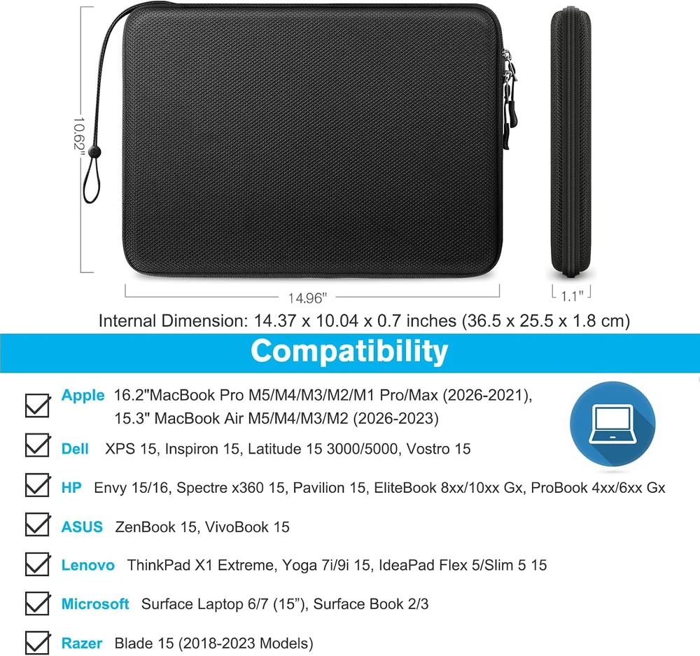 FINPAC nešiojamojo kompiuterio dėklas iki 15,4 col. MacBook Air ir Pro, juodas