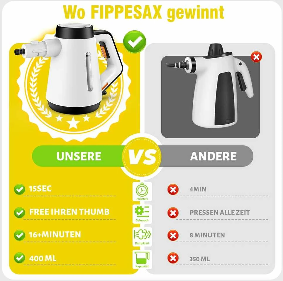Fippesax Rankinis garų valiklis, 400 ml