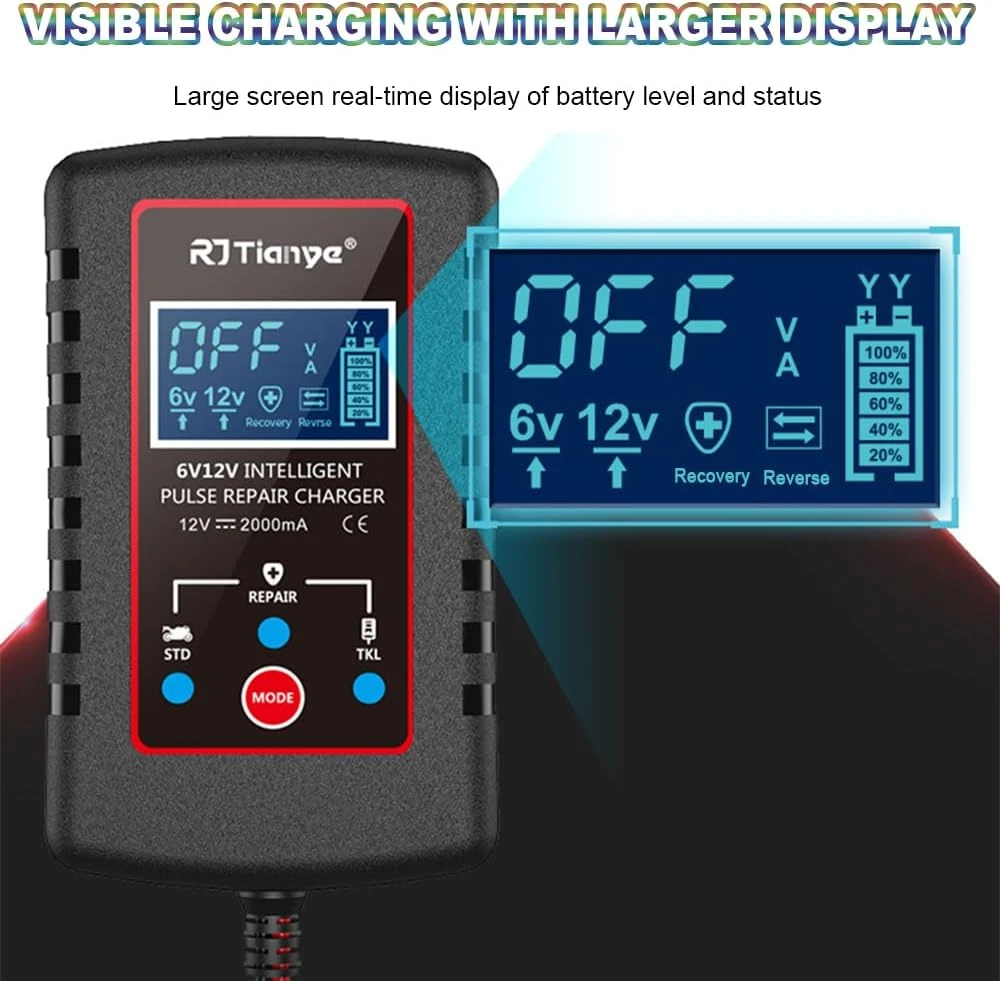 FIRE BULL akumuliatorių įkroviklis 6 V/12 V 2 A su LCD ekranu 31838-0117