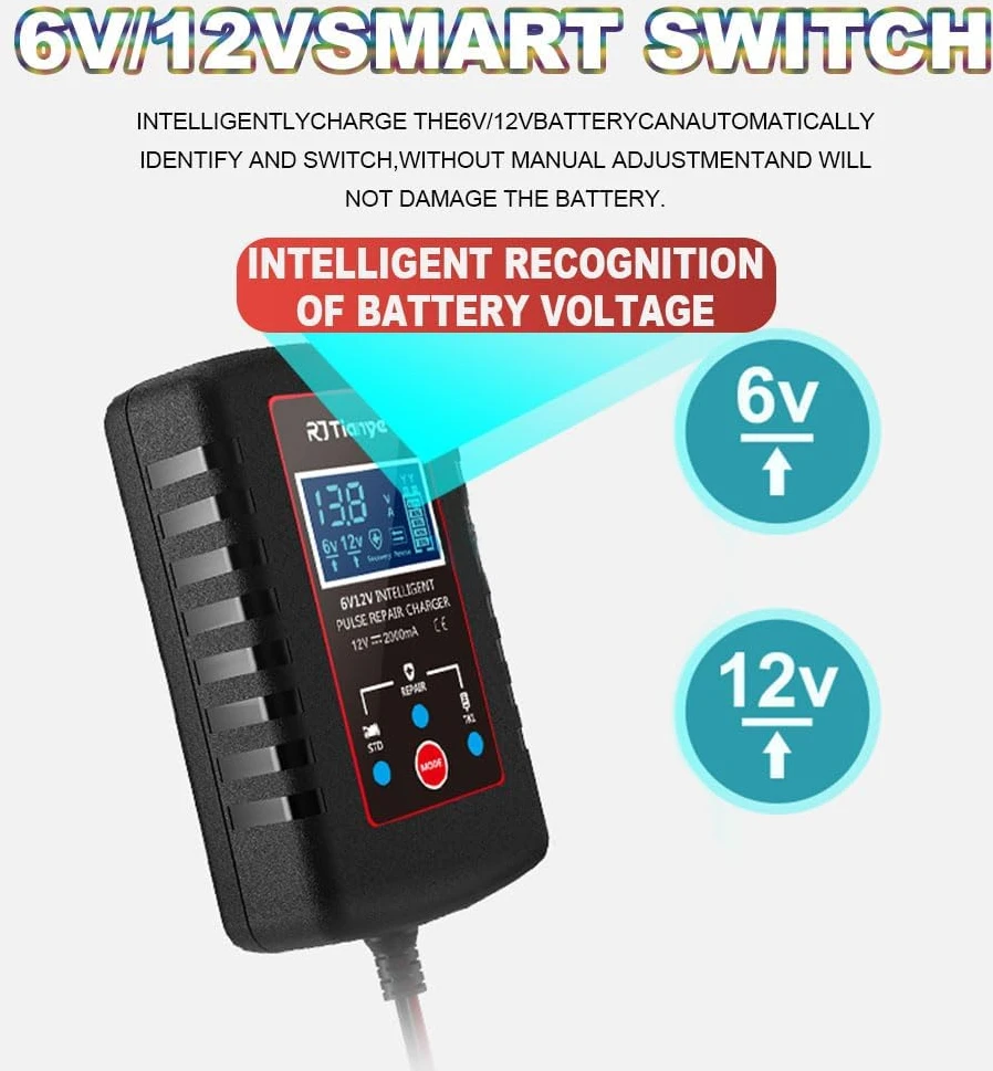 FIRE BULL akumuliatorių įkroviklis 6 V/12 V 2 A su LCD ekranu 31838-0117