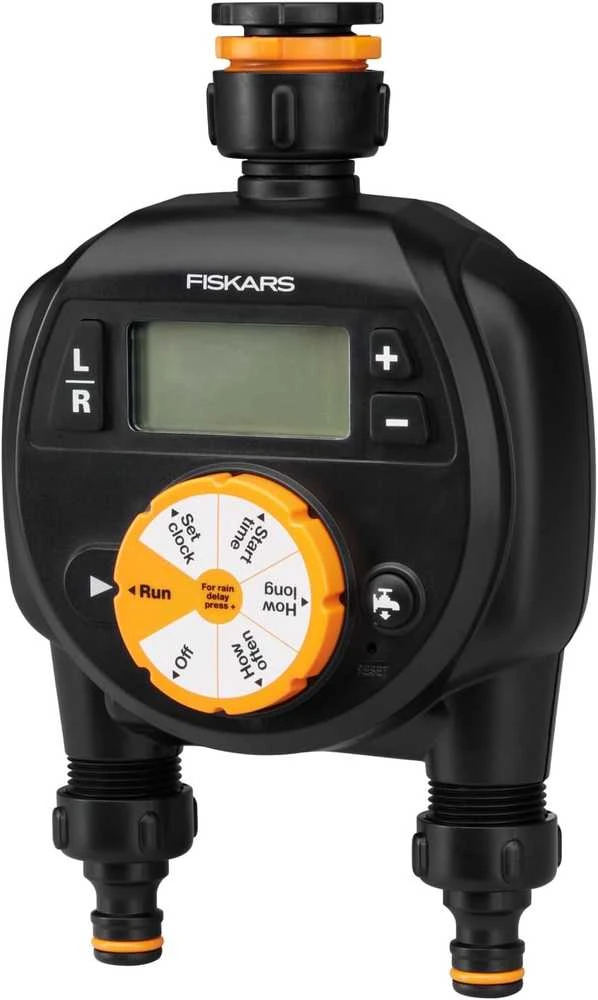 Fiskars laistymo laikmatis su dviem išėjimais
