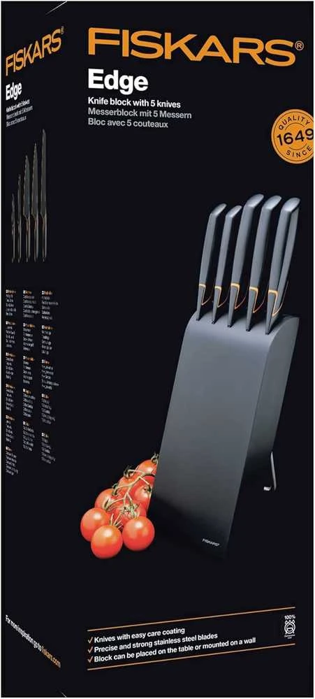 Fiskars Peilių rinkinys Edge 5 peiliai+stovas 1003099