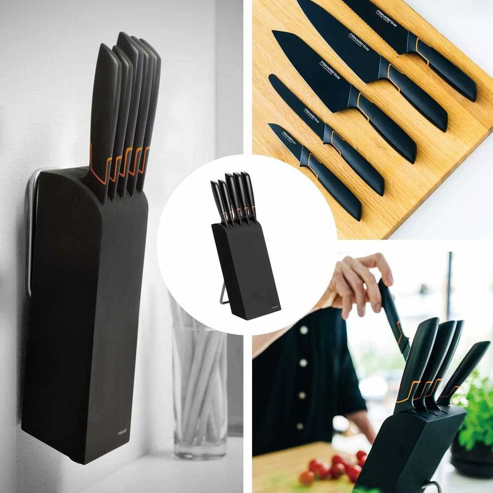 Fiskars Peilių rinkinys Edge 5 peiliai+stovas 1003099
