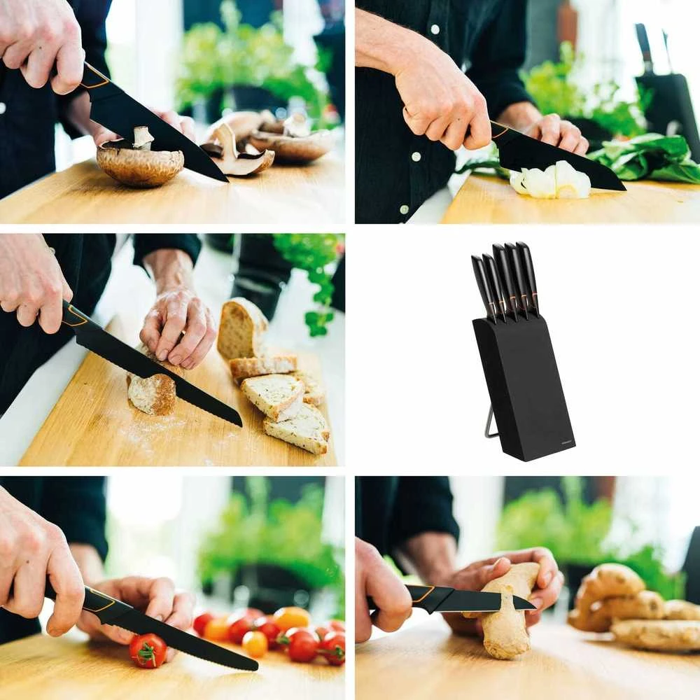Fiskars Peilių rinkinys Edge 5 peiliai+stovas 1003099