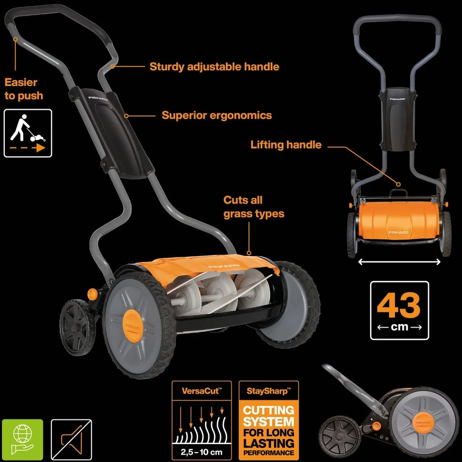 FISKARS StaySharp™ Plus mechaninė vejapjovė 43 cm