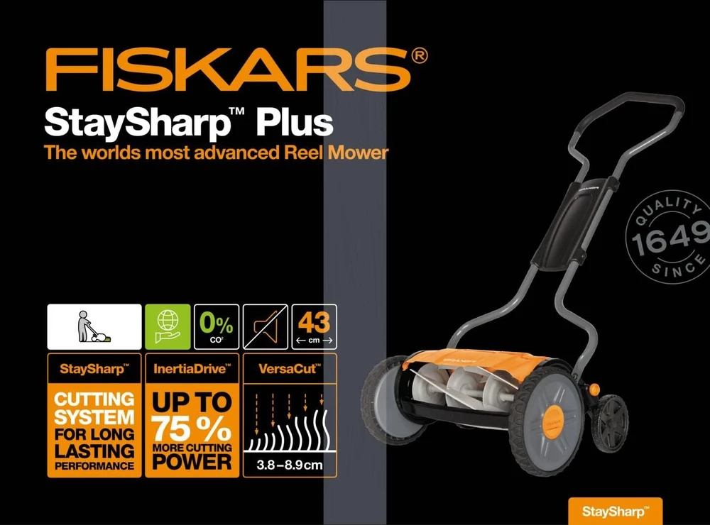 FISKARS StaySharp™ Plus mechaninė vejapjovė 43 cm