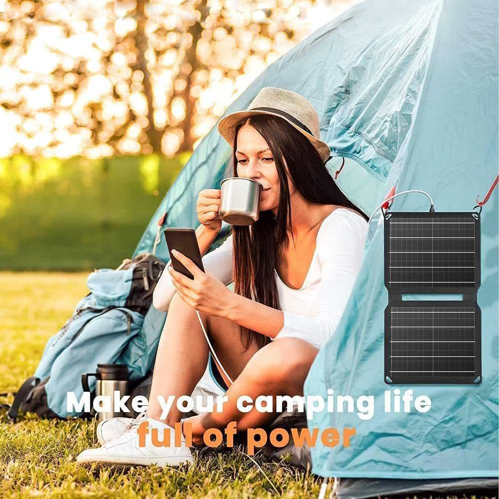 FlexSolar nešiojamas saulės baterijos kroviklis 10 W 5 V, USB, atsparus vandeniui, sulankstomas, IP67, E10