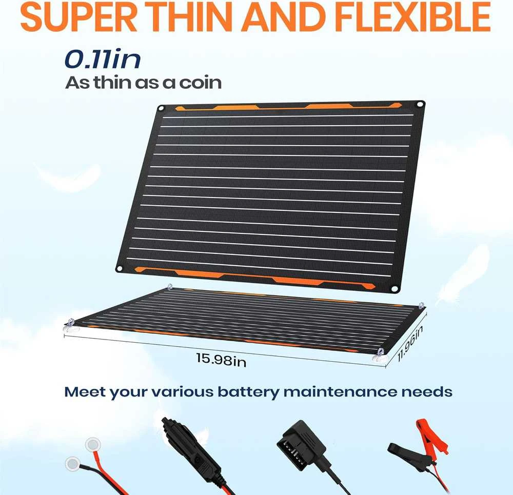 FlexSolar saulės baterija 20 W, 12 V, IP67 neperšlampama, monokristalinis modulis su SAE jungtimi TC20
