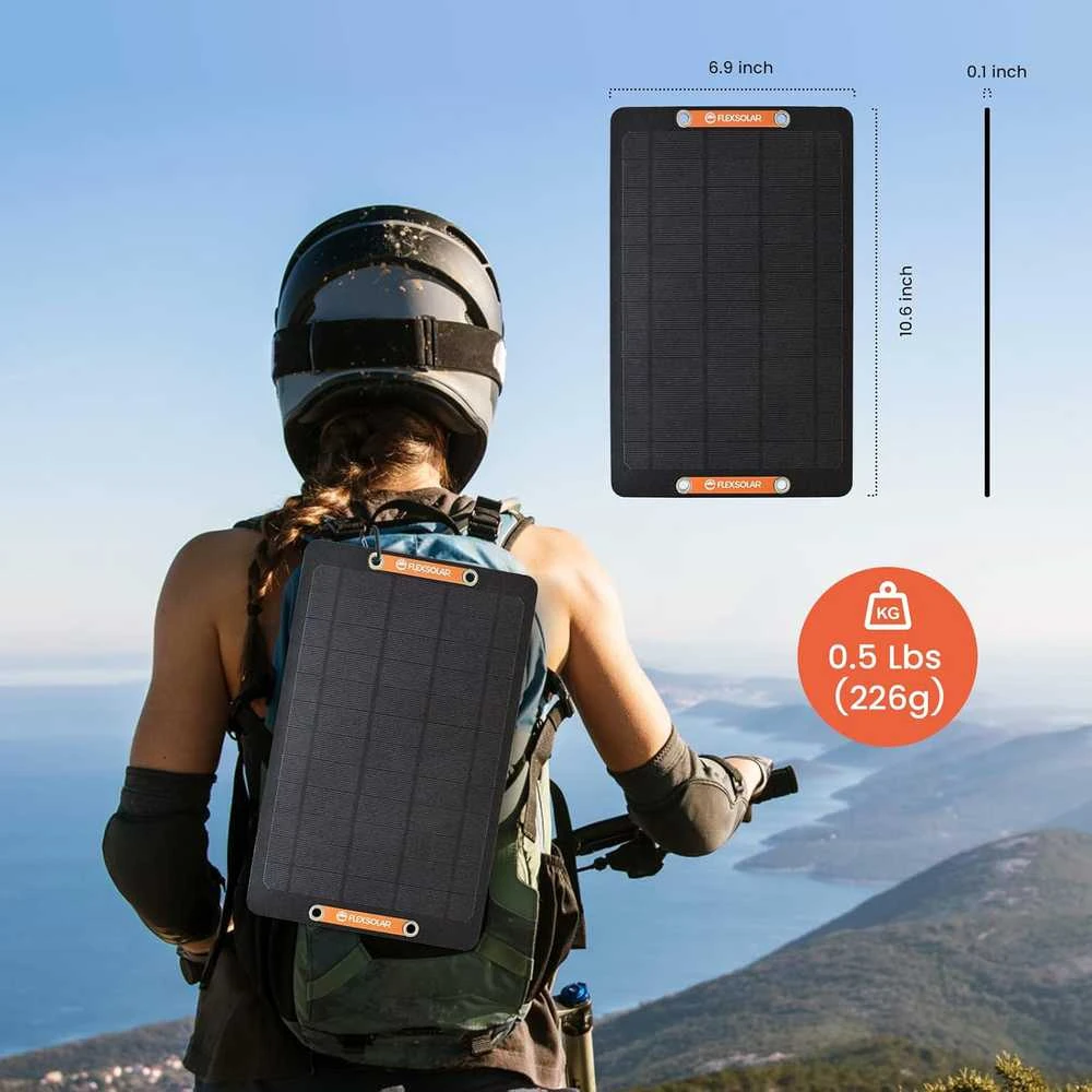 FlexSolar saulės baterijos USB įrenginiams, 6 W, IP67, monokristalinės, 2 vnt., YL-12 W-DE