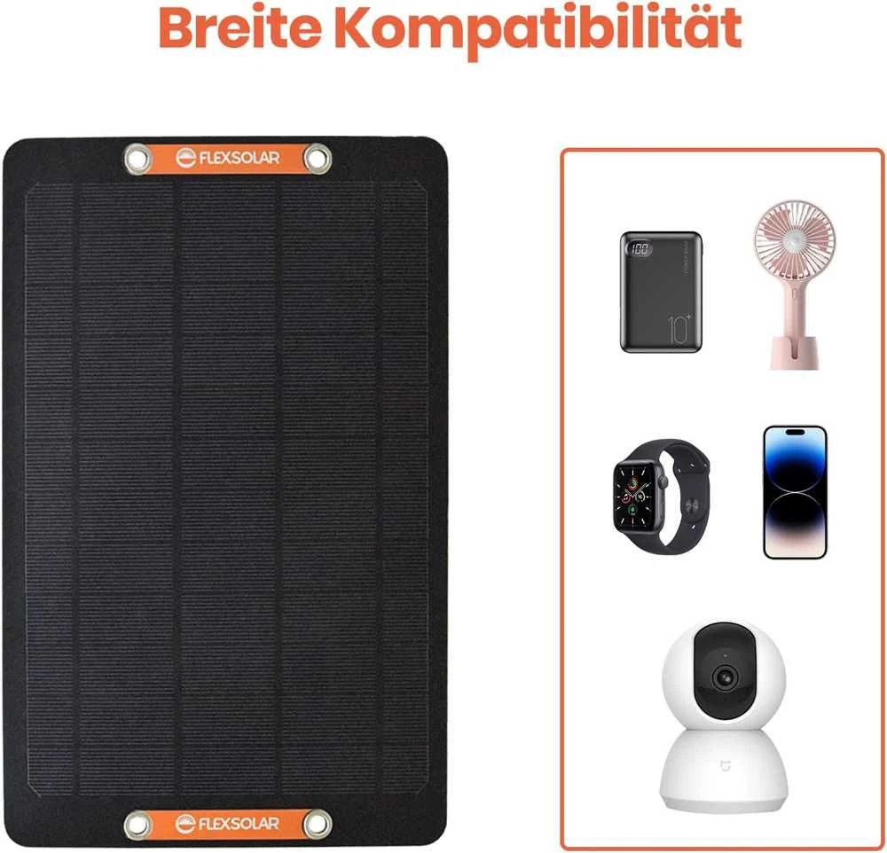 FlexSolar saulės baterijos USB įrenginiams, 6 W, IP67, monokristalinės, 2 vnt., YL-12 W-DE