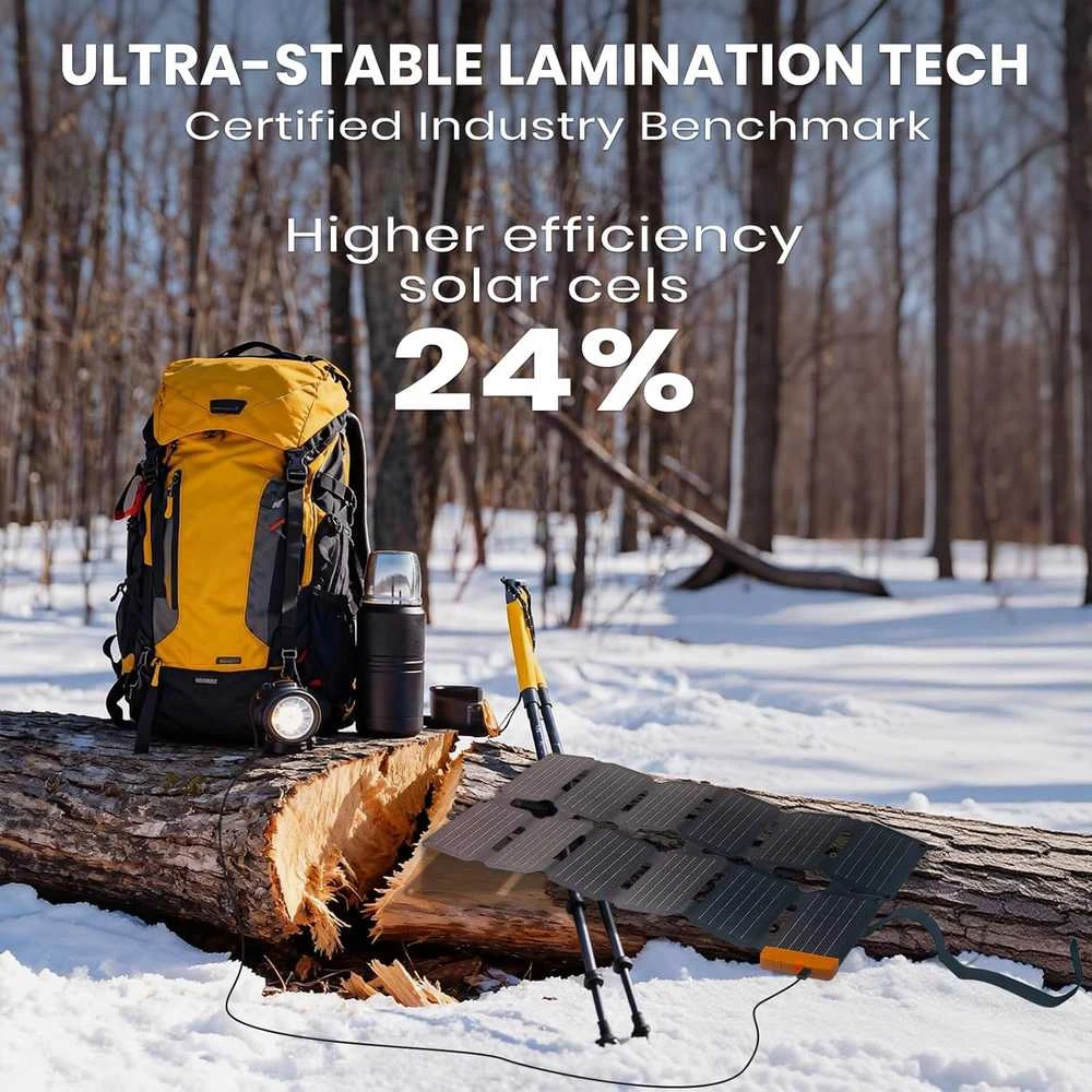 FlexSolar sulankstoma saulės baterija 36 W, USB-A, USB-C, atspari vandeniui, nešiojama