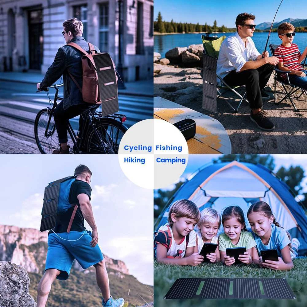 FlexSolar sulankstomas nešiojamas saulės panelis 30 W, USB-C, USB-A, IP67, greitas įkrovimas, E30pro