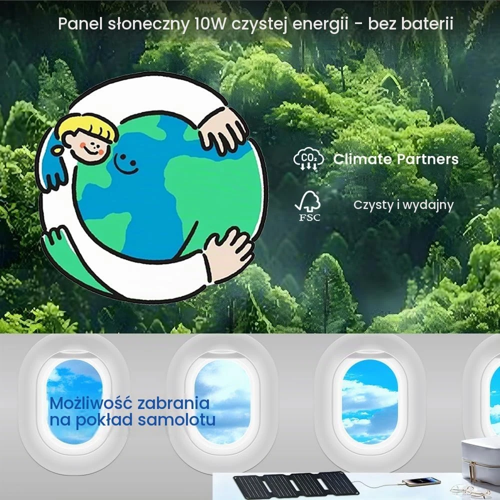 FlexSolar sulankstomas saulės įkroviklis 10 W su USB jungtimi, 5 V, IP67 E10-MINI