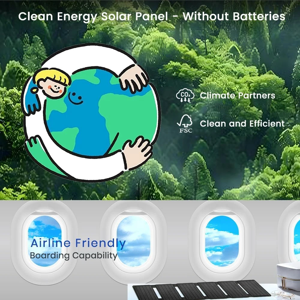 FlexSolar sulankstomas saulės įkroviklis 40 W USB-C PD, USB-A QC 3.0, IP67 E40