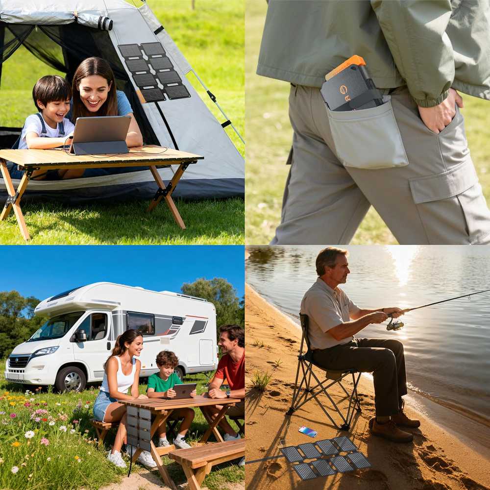FlexSolar sulankstomas saulės panelis 25 W, USB-A ir USB-C, atsparus vandeniui, E25mini