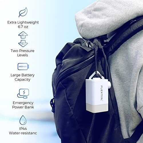 FLEXTAILGEAR nešiojama elektrinė oro pompa MAX Pump 2 Plus, 4.5 kPa, 4800 mAh, kempingui ir žaislams