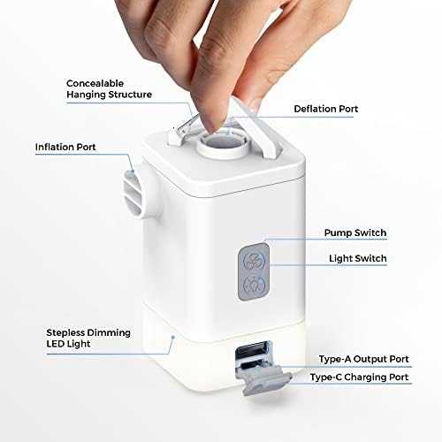 FLEXTAILGEAR nešiojama elektrinė oro pompa MAX Pump 2 Plus, 4.5 kPa, 4800 mAh, kempingui ir žaislams