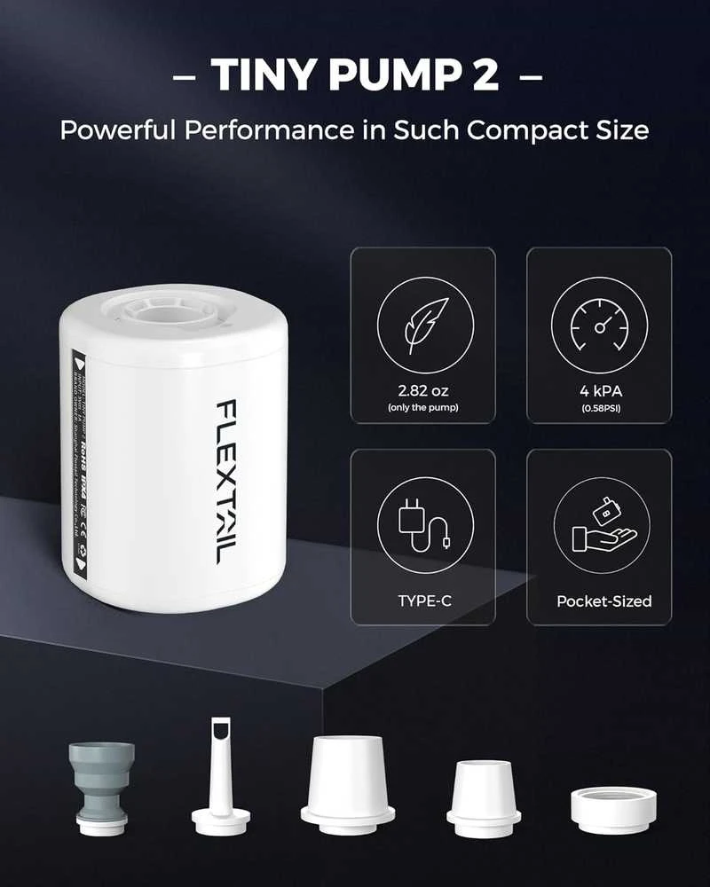 FLEXTAILGEAR nešiojama elektrinė oro pompa, 4kPa, USB-C, 180 l/min, TINY PUMP 2