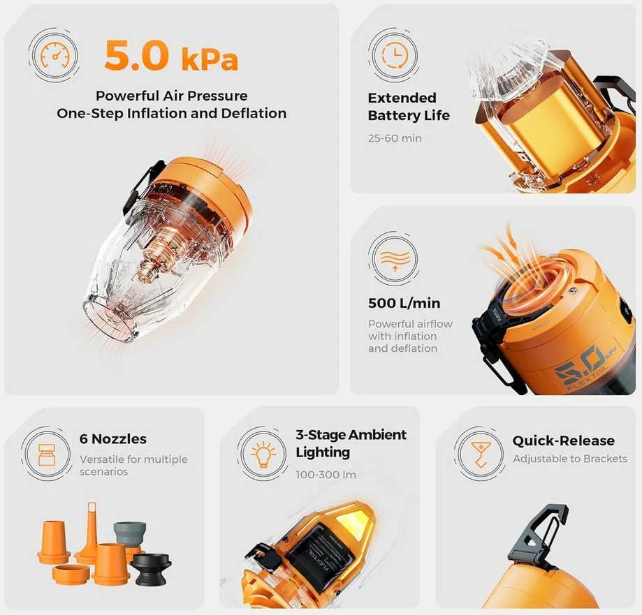Pompa Flextail Max Pump 3 - Oranžinė