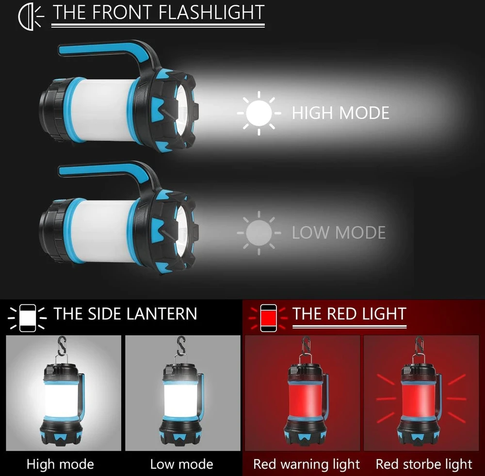 flintronic LED kempingo žibintas 1000 lm su 3600 mAh akumuliatoriumi ir IP64 atsparumu